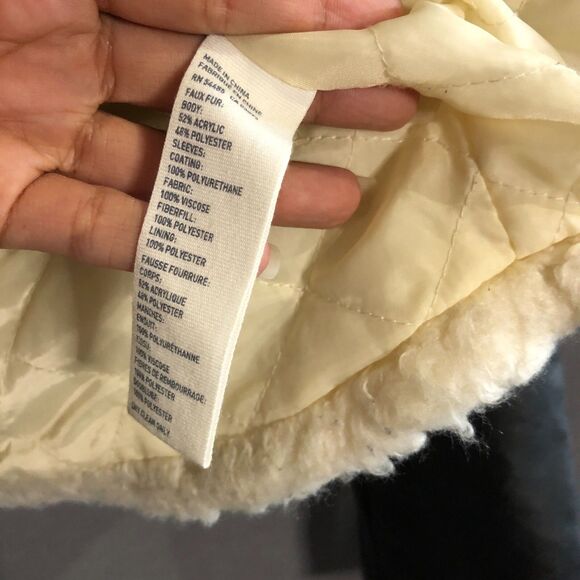 american eagle outfitters jacket womens medium m black sherpa faux fur Thick aa - Picture 5 of 12